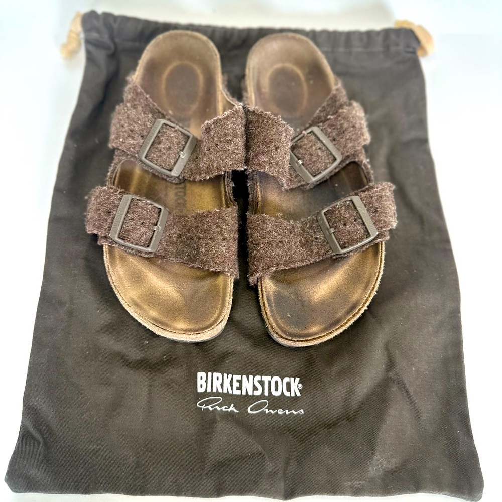 Rick Owens x Birkenstock brown wool sandals sz 6.5